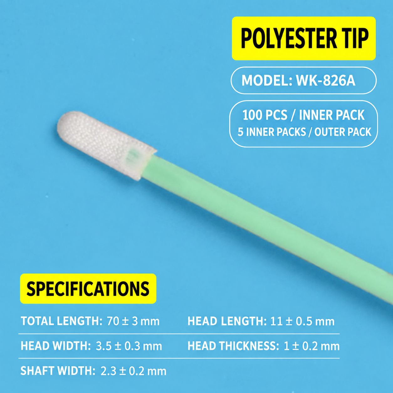 BOLTTE industrial cleaning swab WK-826A – Polyester Tip – 100 pcs