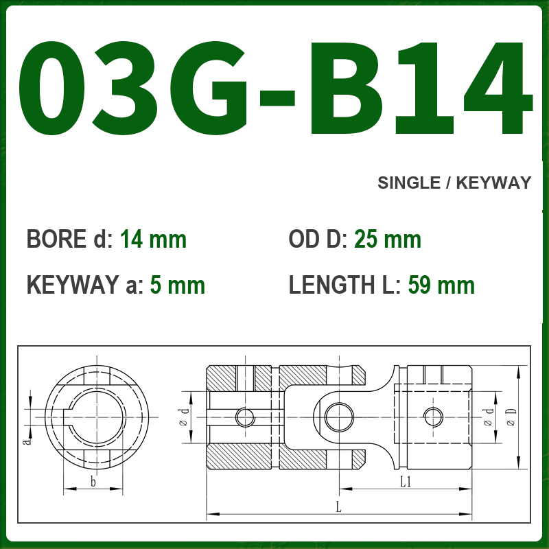 BOLTTE 03G-B14 40Cr universal joint coupling dimension drawing
