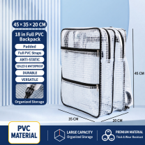 BOLTTE transparent PVC anti-static cleanroom bag 18 in Full PVC Backpack – 45 × 35 × 20 cm