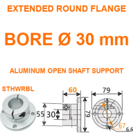 BOLTTE Aluminum Open Flange Shaft Supports - Round, Double-Flat & Square, 8-50 mm Bore