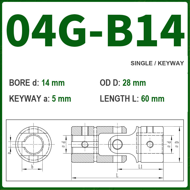 BOLTTE 04G-B14 40Cr universal joint coupling dimension drawing