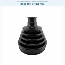 Pagoda-style rubber bellows dust boot, 30 × 120 × 140 mm
