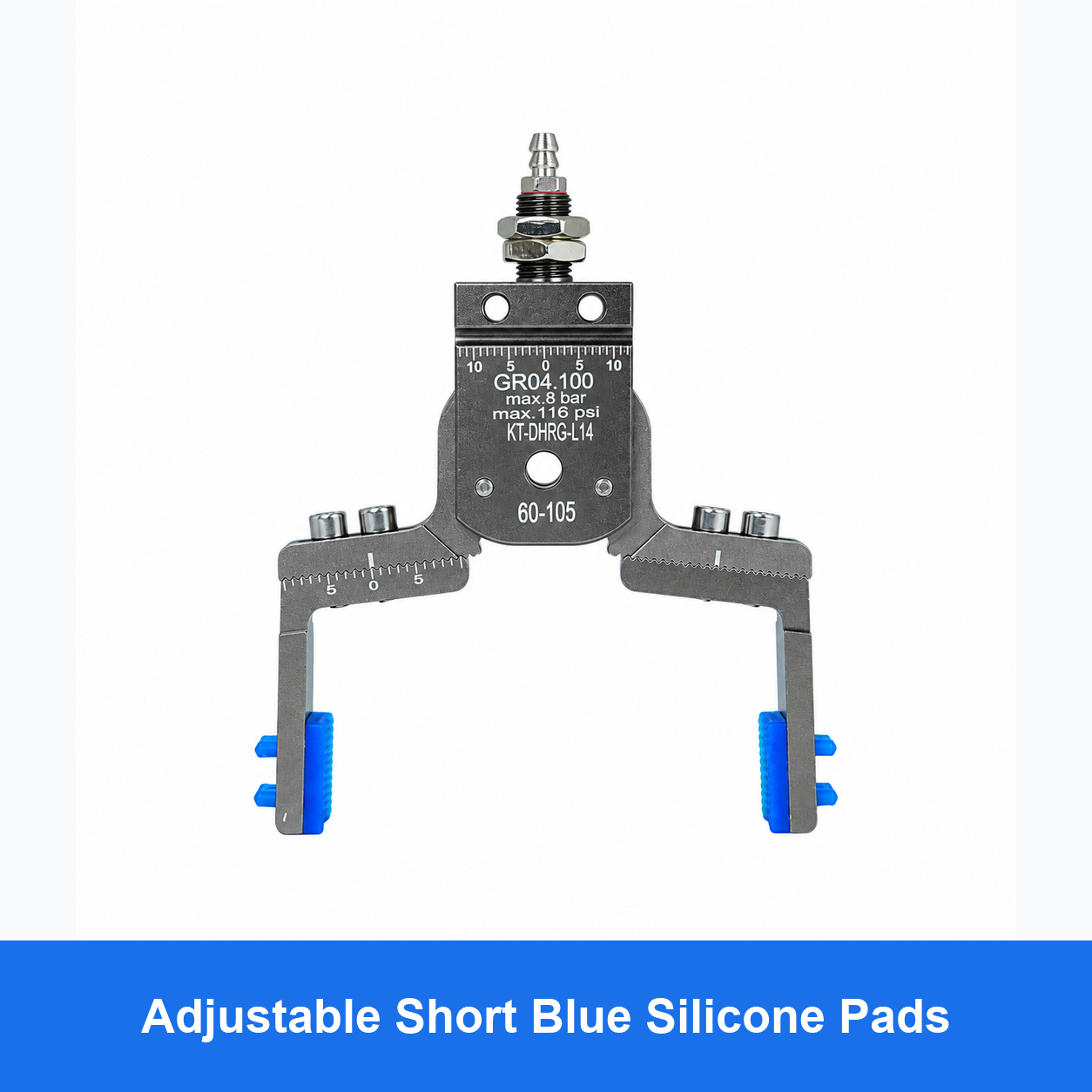 DHPG or DHRG 3050 mini pneumatic gripper, Adjustable Short Blue Silicone Pads