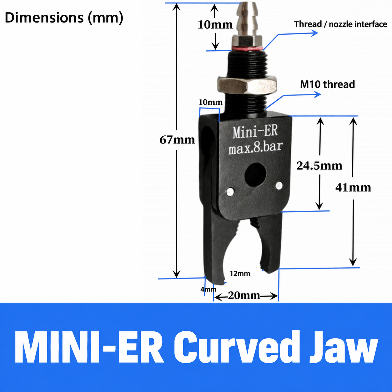 Mini pneumatic gripper or replacement jaw, MINI-ER Curved Jaw