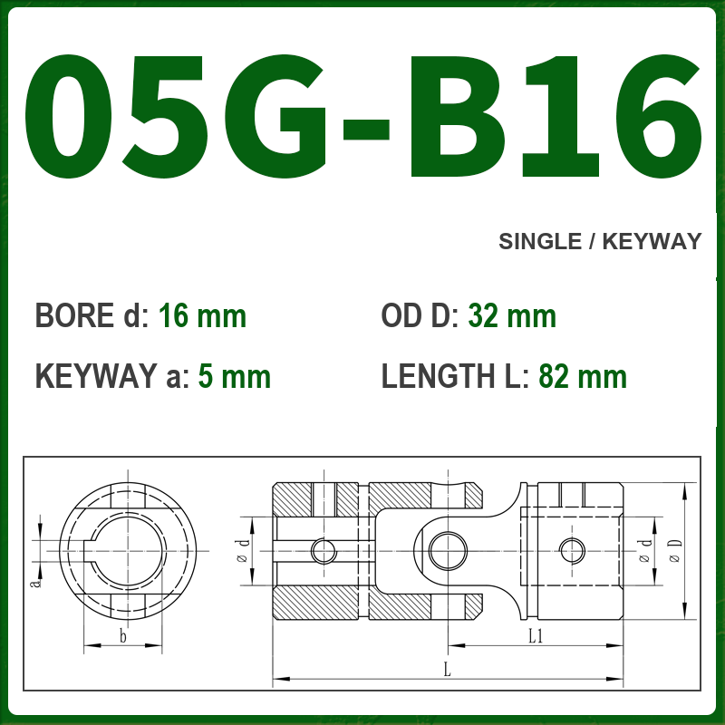 BOLTTE 05G-B16 40Cr universal joint coupling dimension drawing