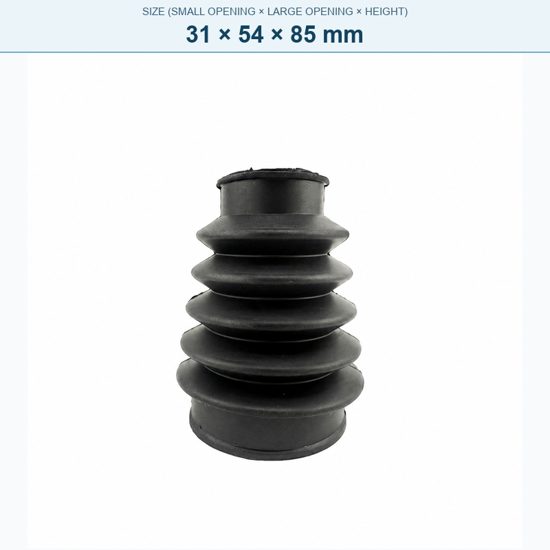Pagoda-style rubber bellows dust boot, 31 × 54 × 85 mm