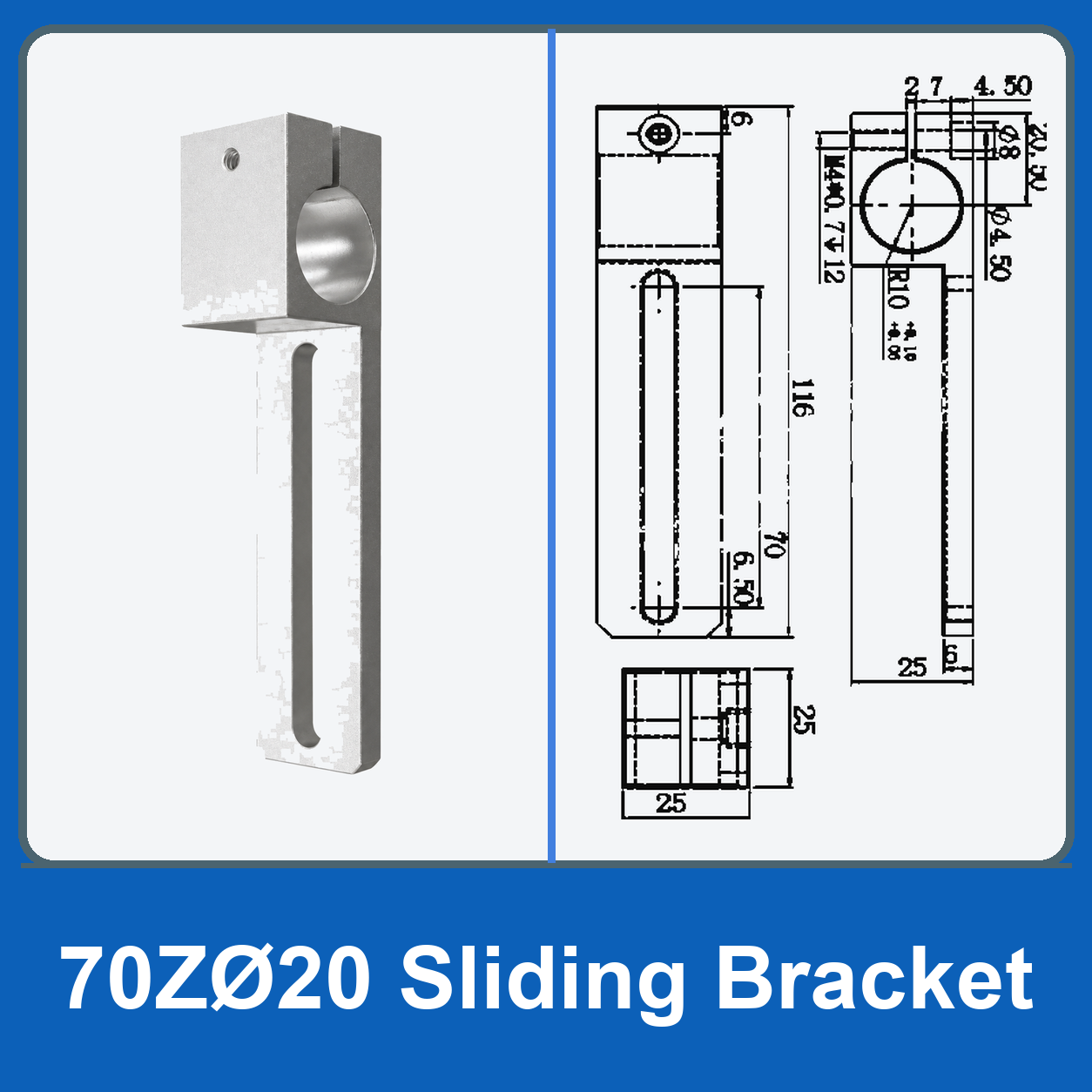 Robot Gripper Fixture Mounting Rods, Sliding Brackets & Rotary Connectors