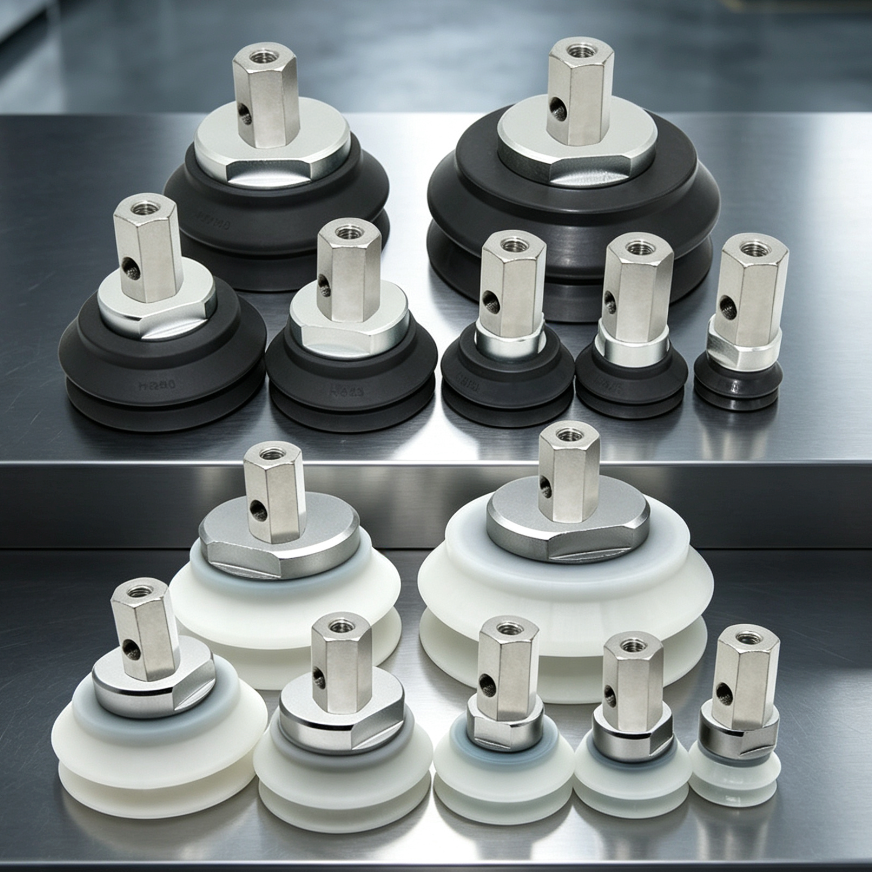 ZPX-HB Heavy-Duty Side-Port Vacuum Cup Assemblies – 32–125 mm, Silicone/NBR