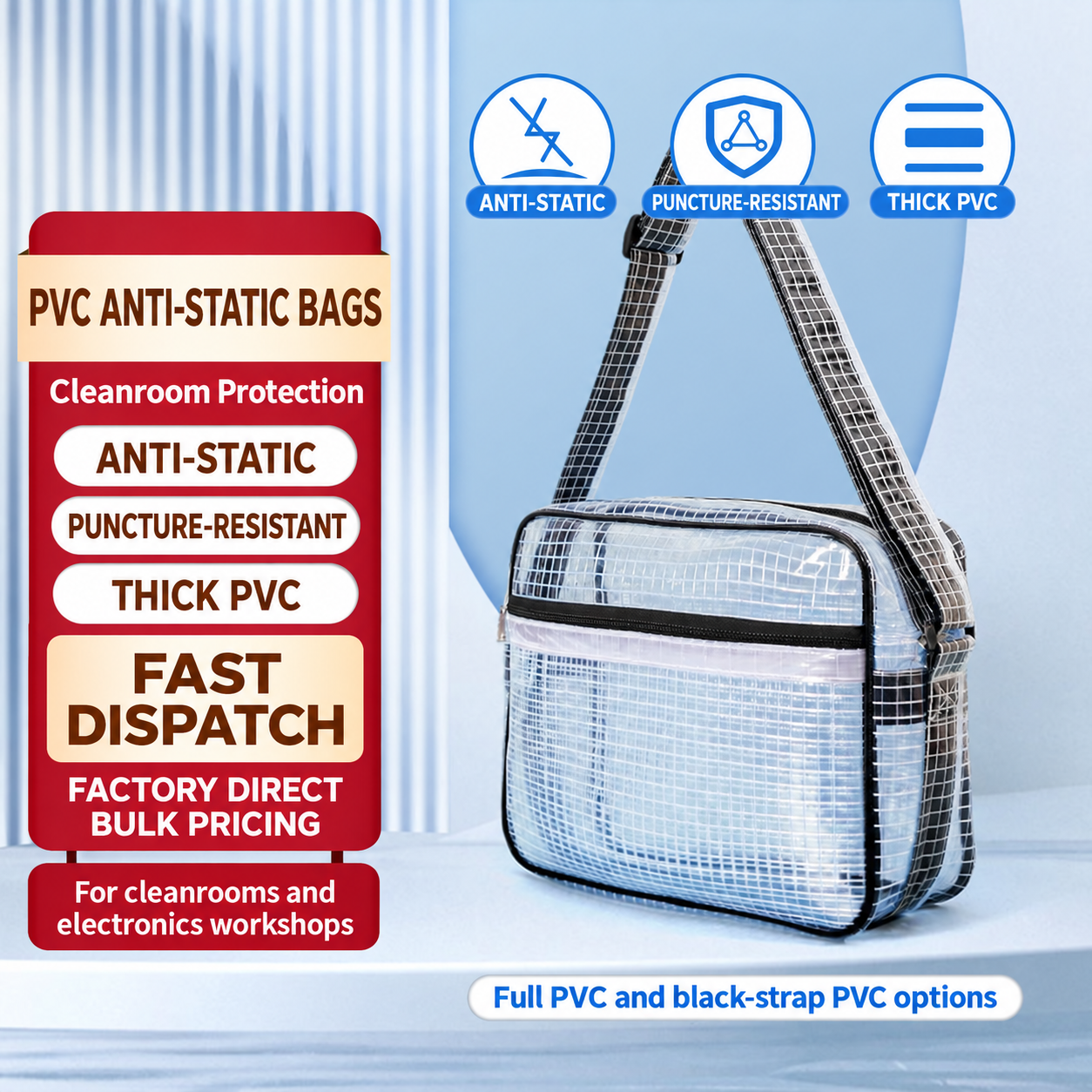 BOLTTE transparent PVC anti-static cleanroom bag collection