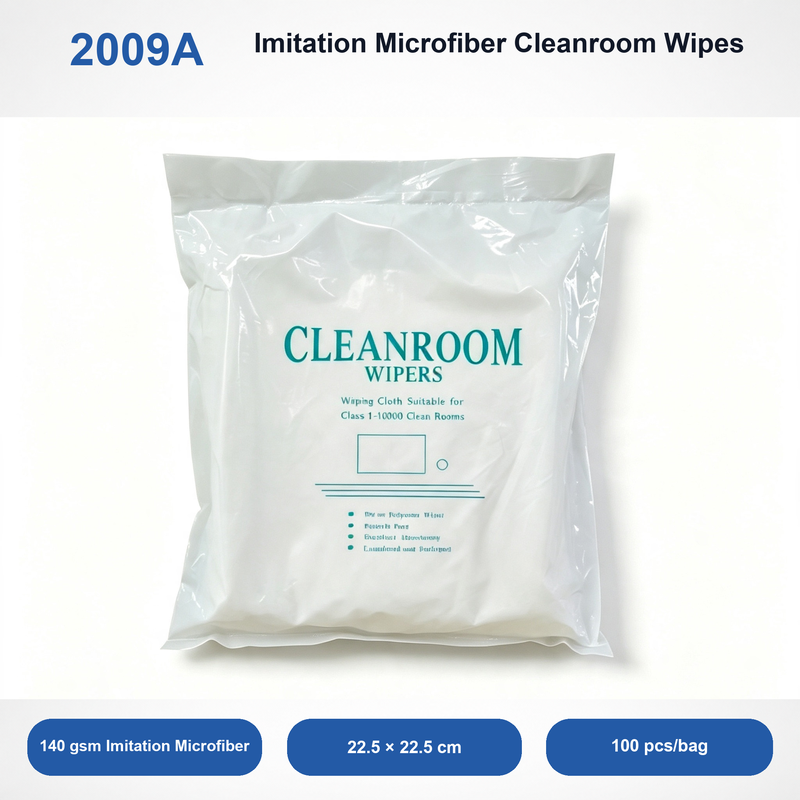 2009A Imitation Microfiber Cleanroom Wipes, 22.5 × 22.5 cm, 100 pcs/bag
