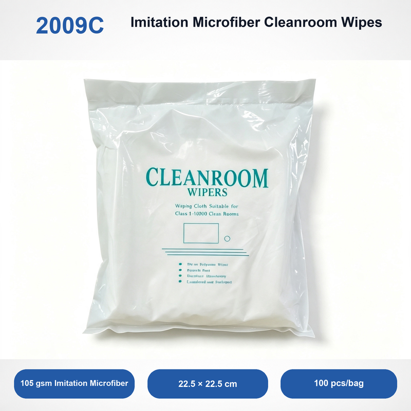 2009C Imitation Microfiber Cleanroom Wipes, 22.5 × 22.5 cm, 100 pcs/bag