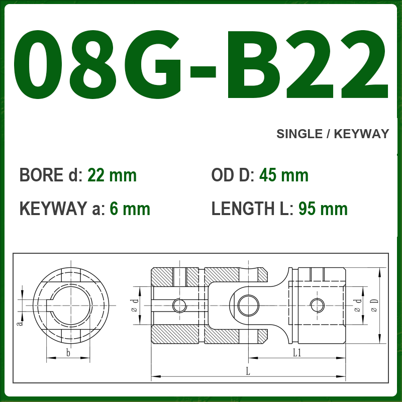 BOLTTE 08G-B22 40Cr universal joint coupling dimension drawing