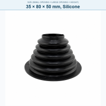 Pagoda-style rubber bellows dust boot, 35 × 80 × 50 mm, Silicone