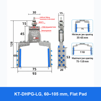 DHPG or DHRG 3050 mini pneumatic gripper, KT-DHPG-LG, 60–105 mm, Flat Pad