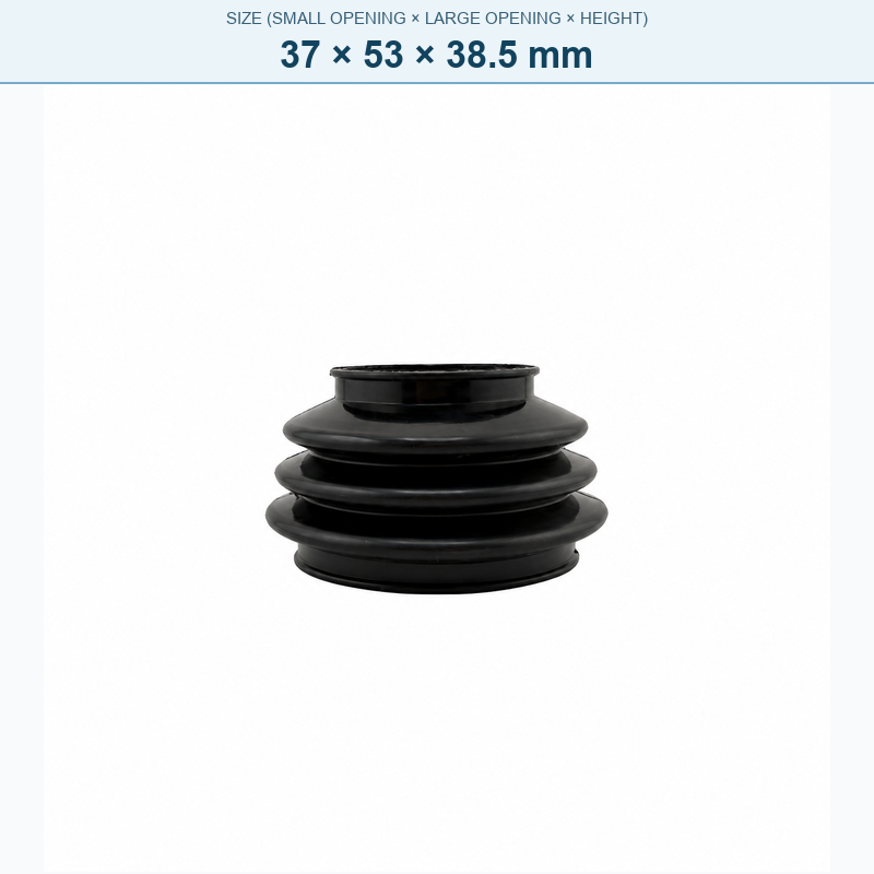 Pagoda-style rubber bellows dust boot, 37 × 53 × 38.5 mm