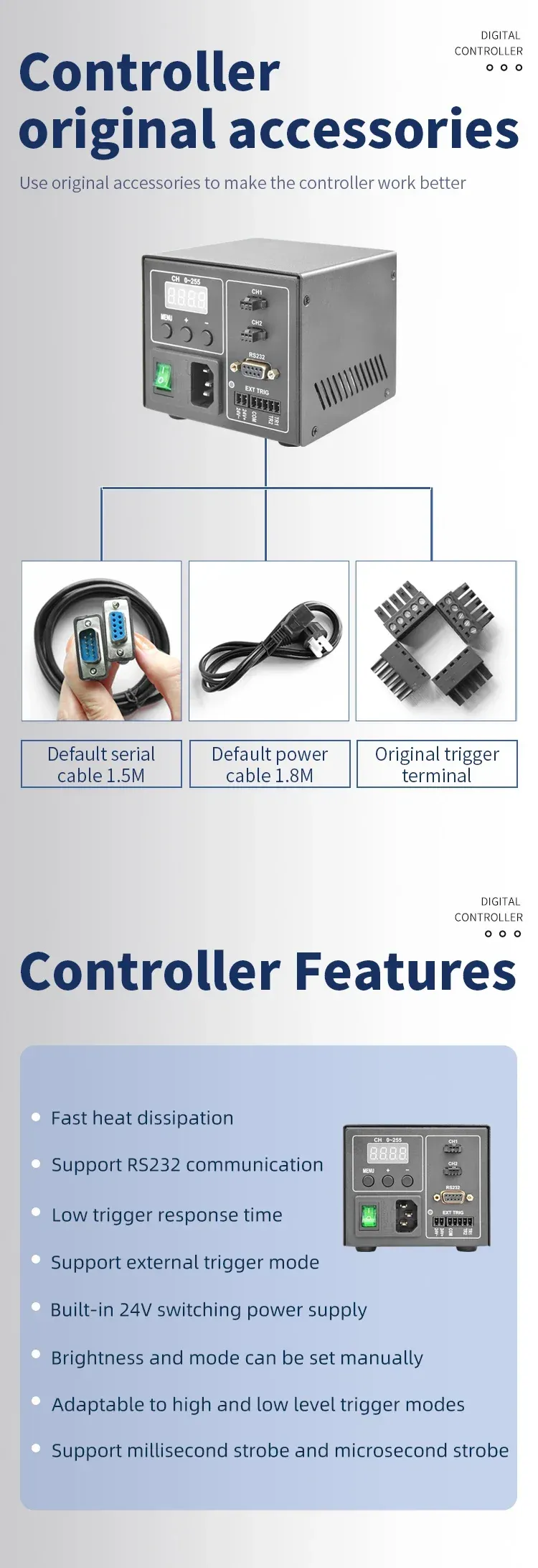 65W Dual-Channel Digital Light Source Controller - Precision Dimming for Machine Vision Inspection | Machine Vision Controller-BOLTTE