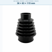 Pagoda-style rubber bellows dust boot, 38 × 63 × 115 mm