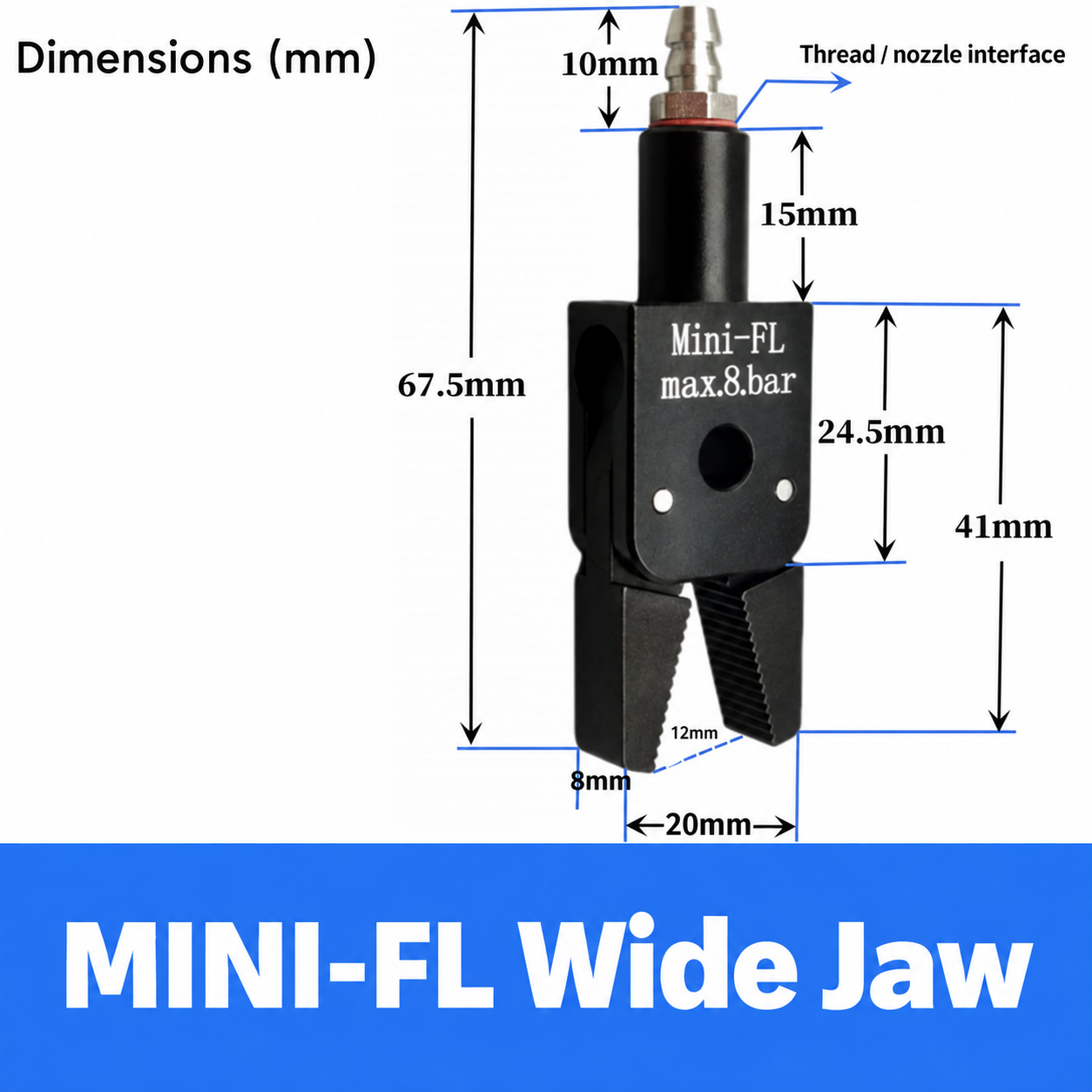 Mini pneumatic gripper or replacement jaw, MINI-FL Wide Jaw