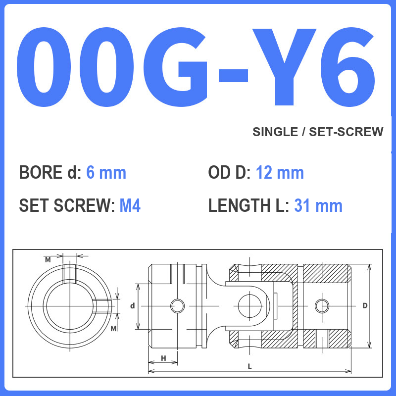 BOLTTE 00G-Y6 40Cr universal joint coupling dimension drawing