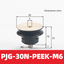 BOLTTE PJG-30N-PEEK-M6 non-marking vacuum suction cup with black nbr rubber and PEEK-M6 fitting