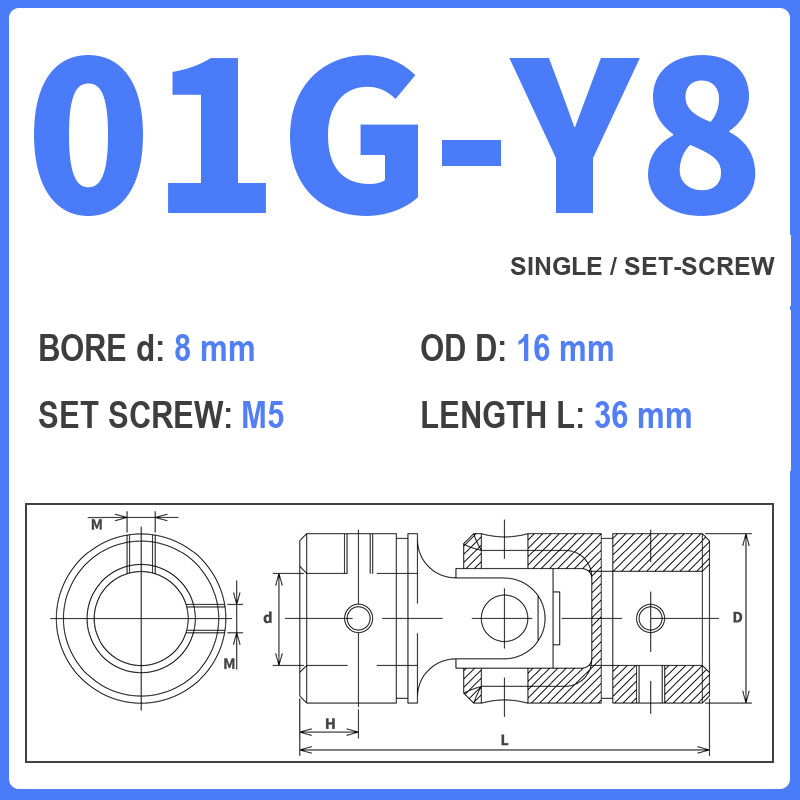 BOLTTE 01G-Y8 40Cr universal joint coupling dimension drawing