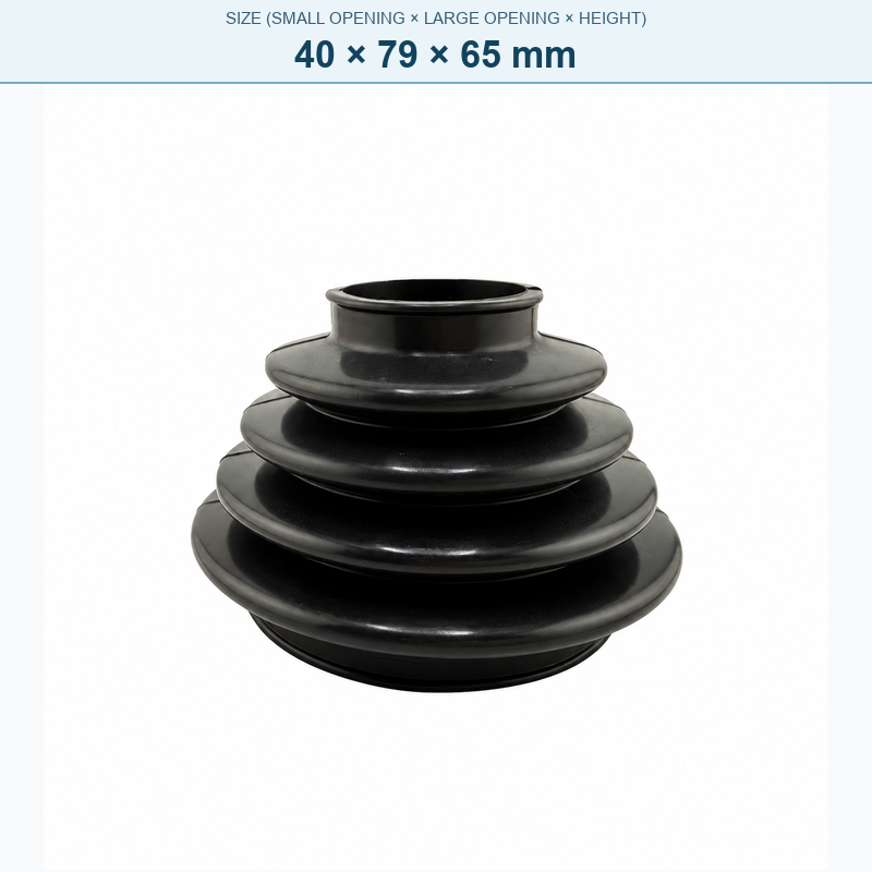 Pagoda-style rubber bellows dust boot, 40 × 79 × 65 mm