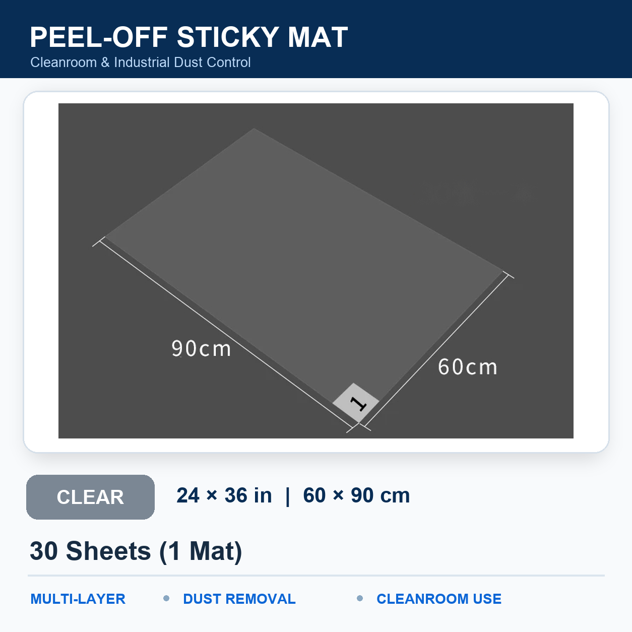 BOLTTE clear peel-off sticky mat Clear – 24 × 36 in (60 × 90 cm) – 30 Sheets (1 Mat)