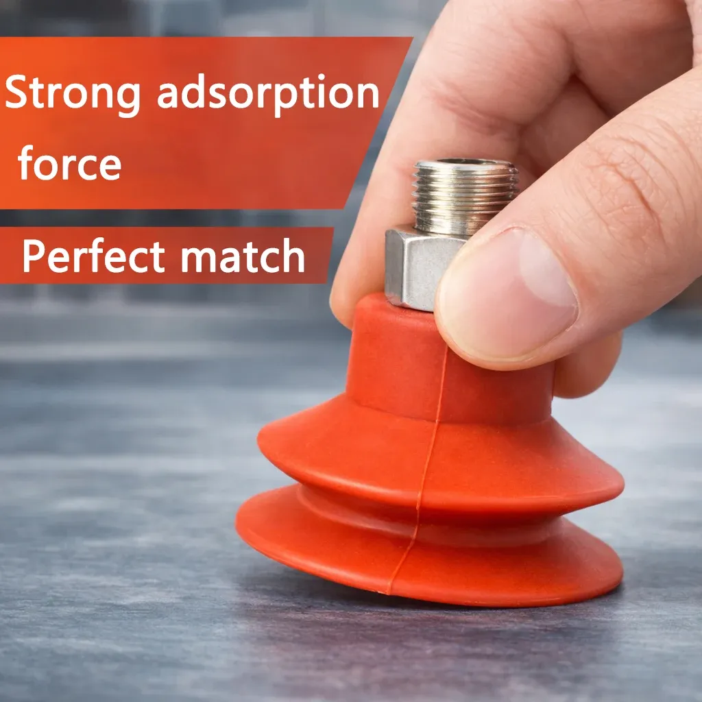 10PCS Pneumatic Vacuum Sucker with Fitting G1/8 Thread 8mm Mounting Hole Silicone Double Layers Injection Molding Machine Tools-BOLTTE