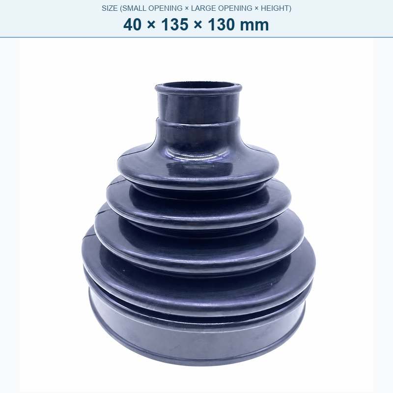 Pagoda-style rubber bellows dust boot, 40 × 135 × 130 mm