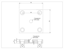 AP-75S-01 6061-T6 Aluminum Adapter Plate, 75 x 75 x 12 mm, 1 Sample