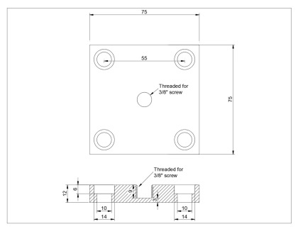 AP-75S-01 6061-T6 Aluminum Adapter Plate, 75 x 75 x 12 mm, 2 Sample