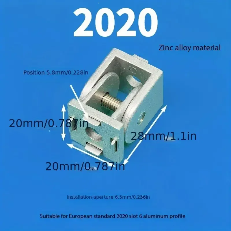 Zinc Alloy Adjustable Hinge Connector for 2020/3030/4040 Classic Metal Industrial Aluminum Profile with Sliding Base Hinge