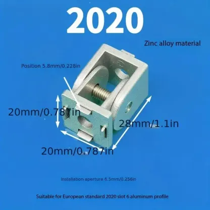 Zinc Alloy Adjustable Hinge Connector for 2020/3030/4040 Classic Metal Industrial Aluminum Profile with Sliding Base Hinge