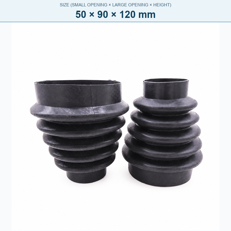 Pagoda-style rubber bellows dust boot, 50 × 90 × 120 mm