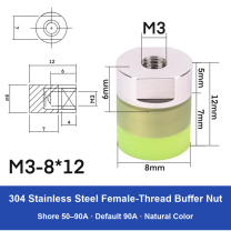 Female Thread M3 – Ø8 × 12 mm, 304 stainless steel polyurethane-coated buffer component