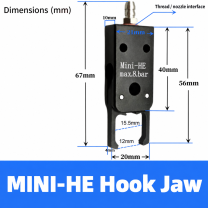 Mini pneumatic gripper or replacement jaw, MINI-HE Hook Jaw