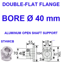 STHWCB double-flat flange aluminum open shaft support, 40 mm bore