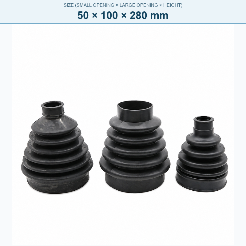Pagoda-style rubber bellows dust boot, 50 × 100 × 280 mm