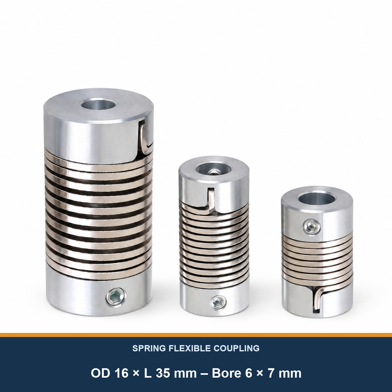 OD 16 × L 35 mm – Bore 6 × 7 mm, GD16 spring flexible shaft coupling