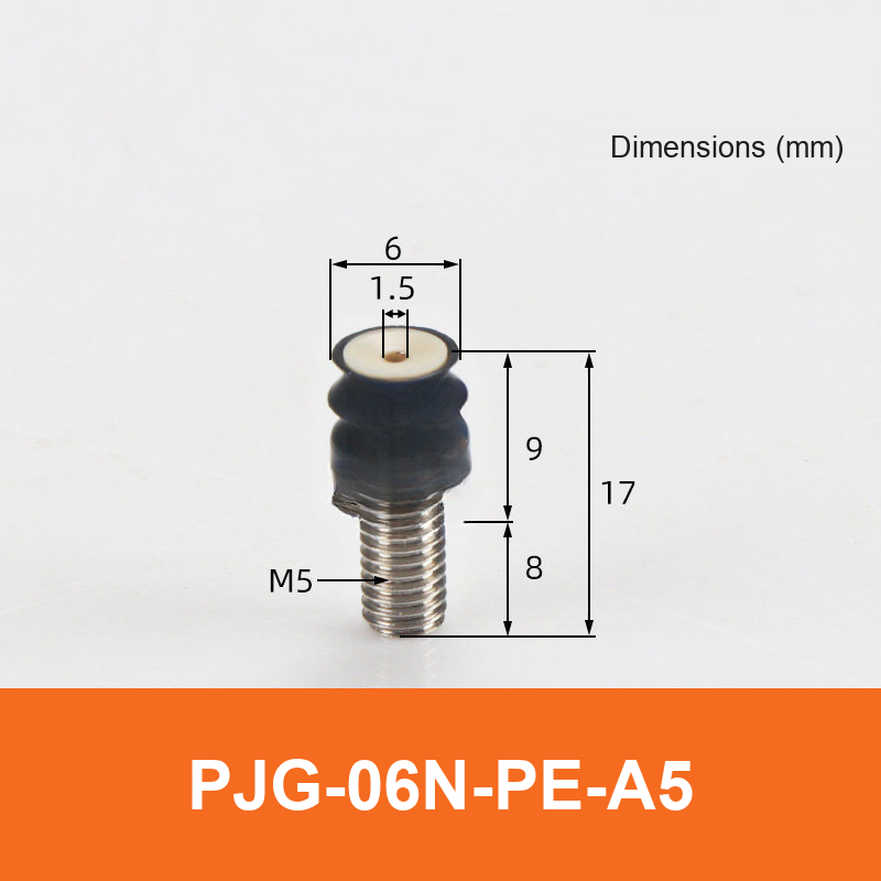 BOLTTE PJG-06N-PE-A5 non-marking vacuum suction cup with black nbr rubber and PE-A5 fitting