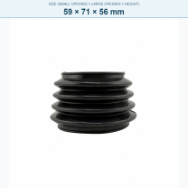 Pagoda-style rubber bellows dust boot, 59 × 71 × 56 mm