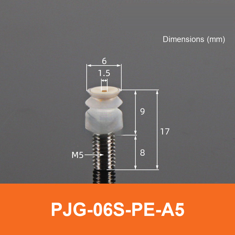 BOLTTE PJG-06S-PE-A5 non-marking vacuum suction cup with white silicone rubber and PE-A5 fitting