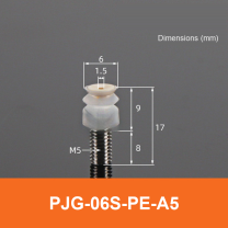 BOLTTE PJG-06S-PE-A5 non-marking vacuum suction cup with white silicone rubber and PE-A5 fitting