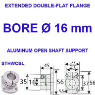 BOLTTE Aluminum Open Flange Shaft Supports - Round, Double-Flat & Square, 8-50 mm Bore