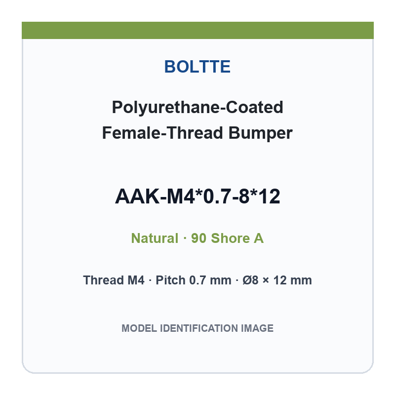 Natural 90 Shore A - M4*0.7-8*12 polyurethane-coated female-thread bumper
