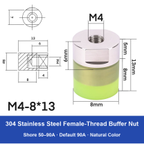 Female Thread M4 – Ø8 × 13 mm, 304 stainless steel polyurethane-coated buffer component