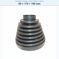 Pagoda-style rubber bellows dust boot, 65 × 175 × 190 mm