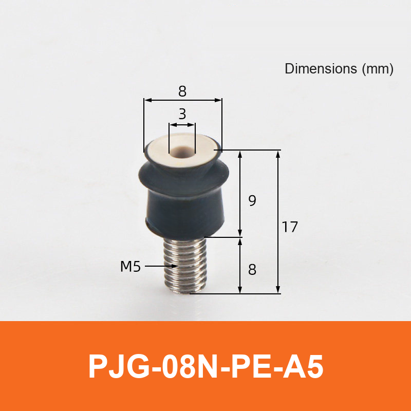 BOLTTE PJG-08N-PE-A5 non-marking vacuum suction cup with black nbr rubber and PE-A5 fitting