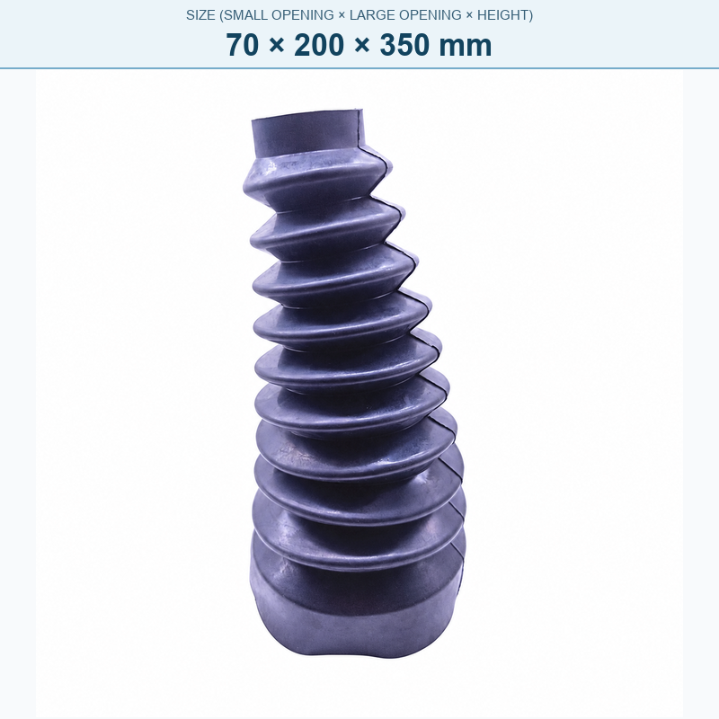 Pagoda-style rubber bellows dust boot, 70 × 200 × 350 mm