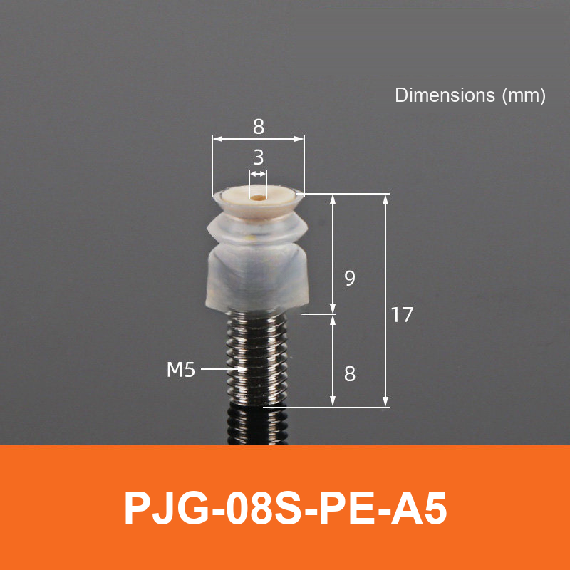 BOLTTE PJG-08S-PE-A5 non-marking vacuum suction cup with white silicone rubber and PE-A5 fitting